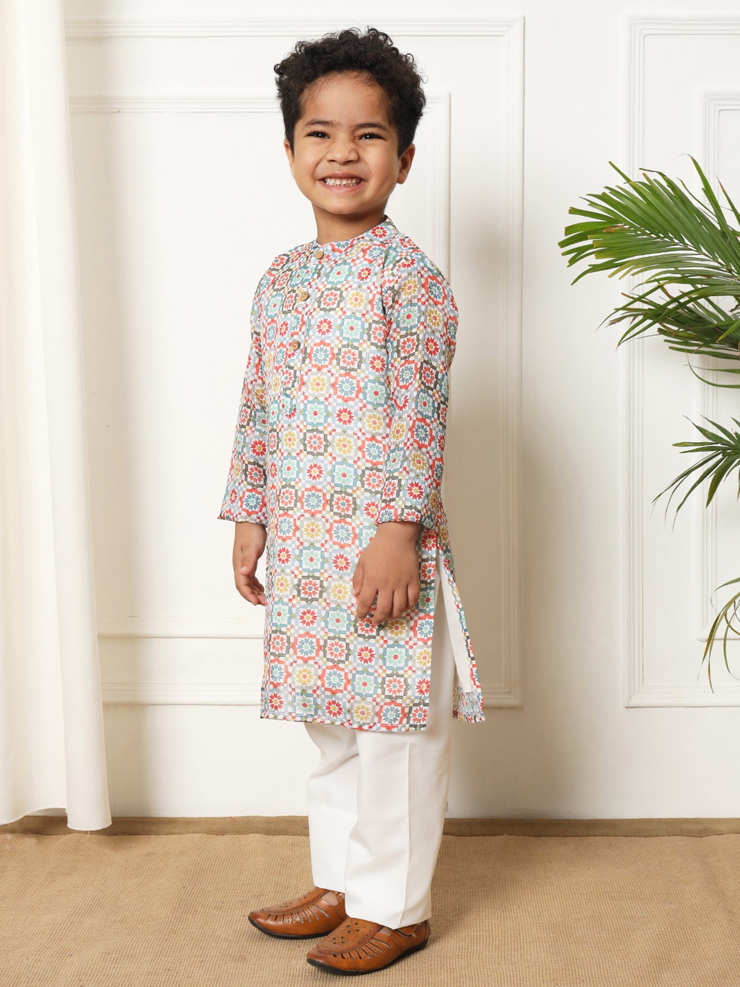 READIPRINT FASHIONS Kids Multicolor Printed Full Sleeves Kurta with Pyjamas