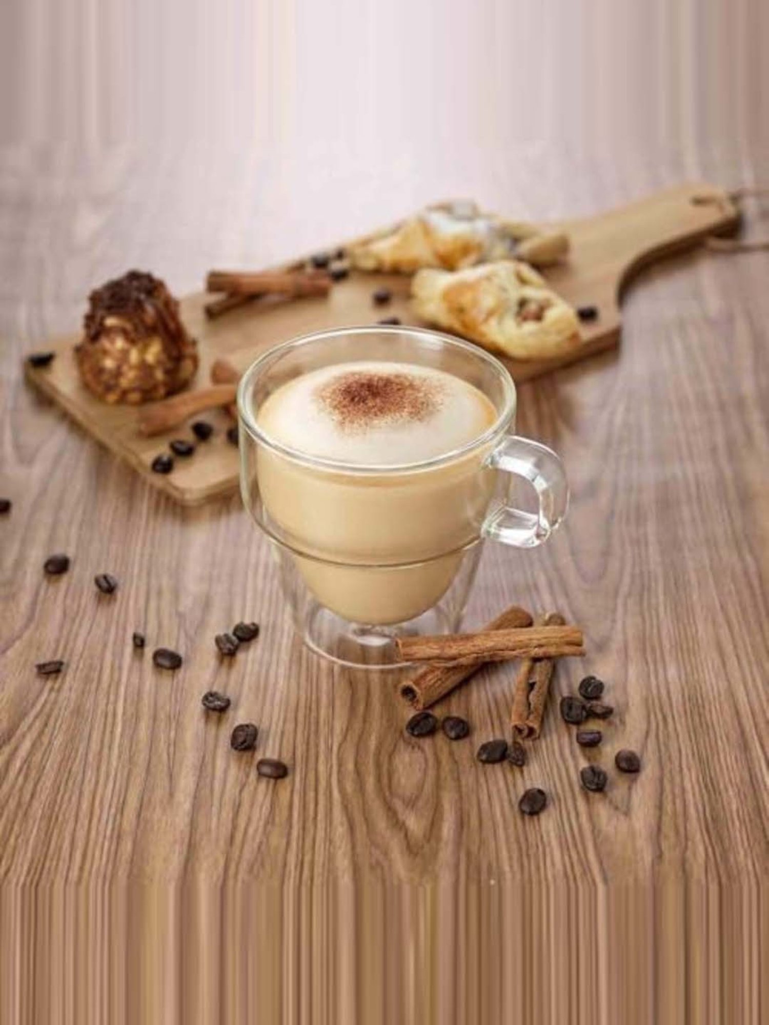 Femora Double Wall Transparent Glass Heat Resistant Coffee Mugs With Handle (0.235 L) - Set of 4