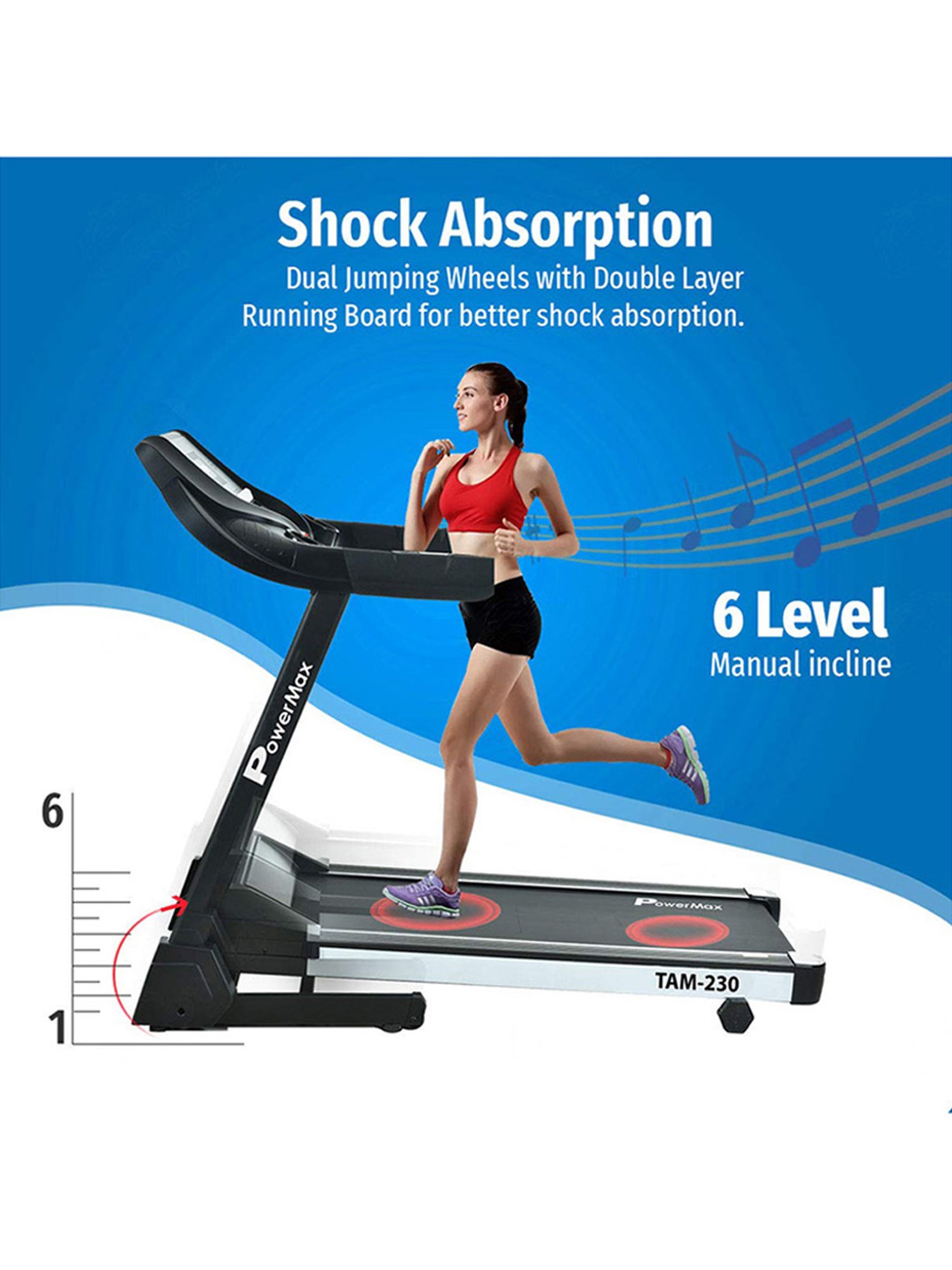 PowerMax Fitness TAM-230 4HP Treadmill (Black)