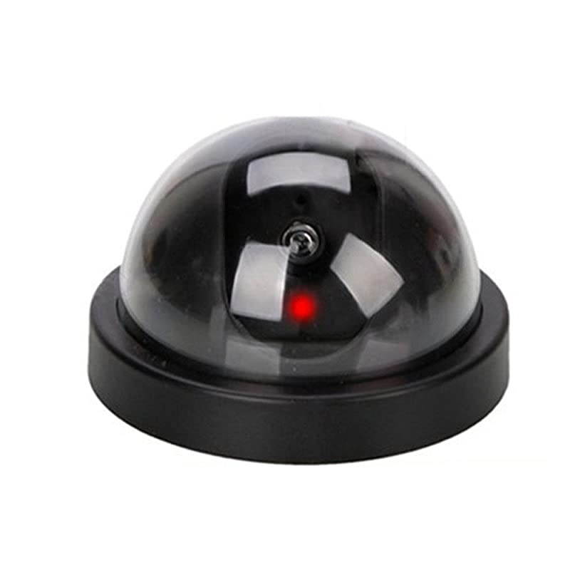 2 X Black Dome Fake Dummy Security CCTV Camera Waterproof IR LED Flashing Red Light Outdoor Indoor Surveillance
