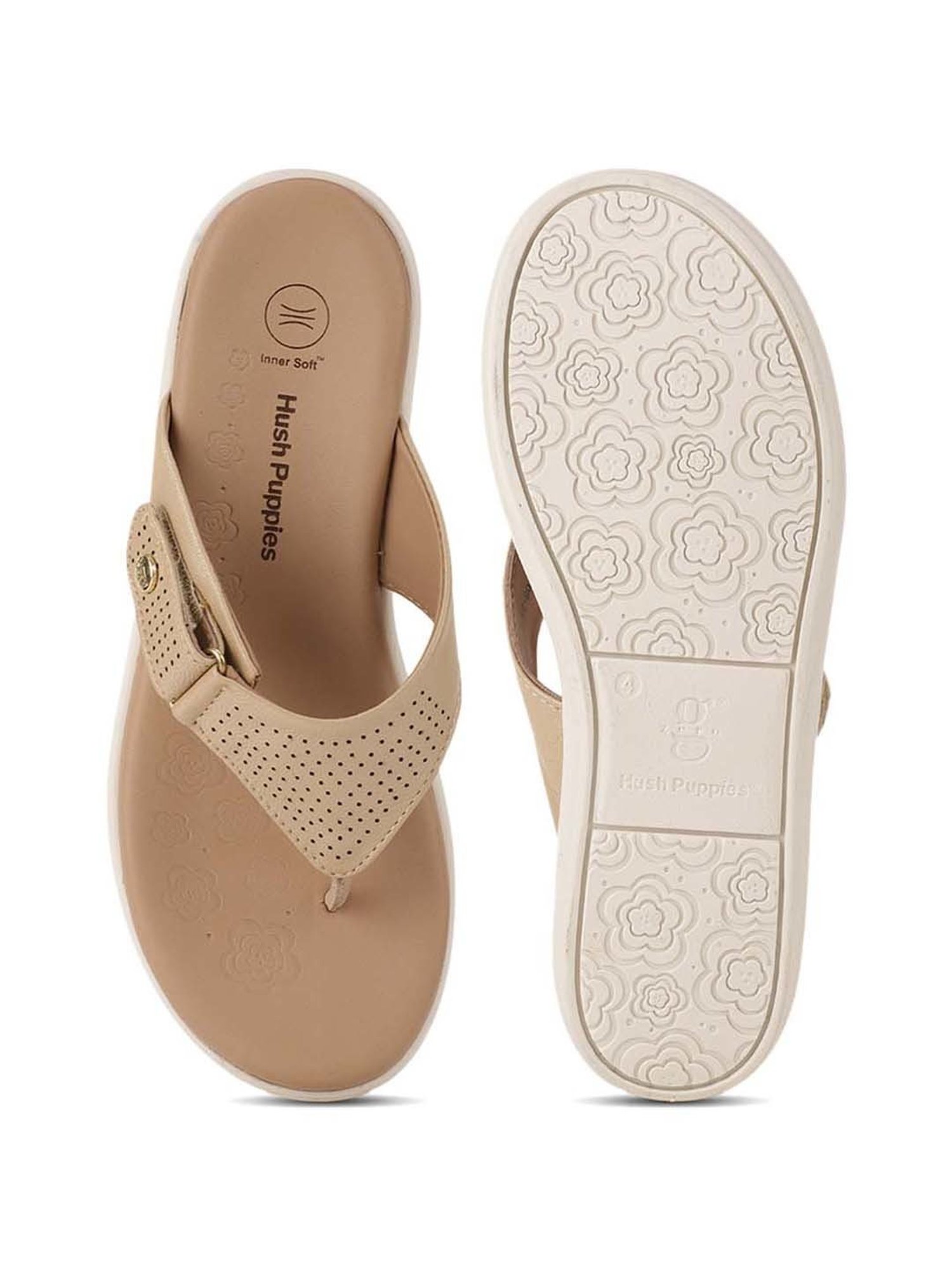 Hush Puppies by Bata Women's Beige Thong Wedges