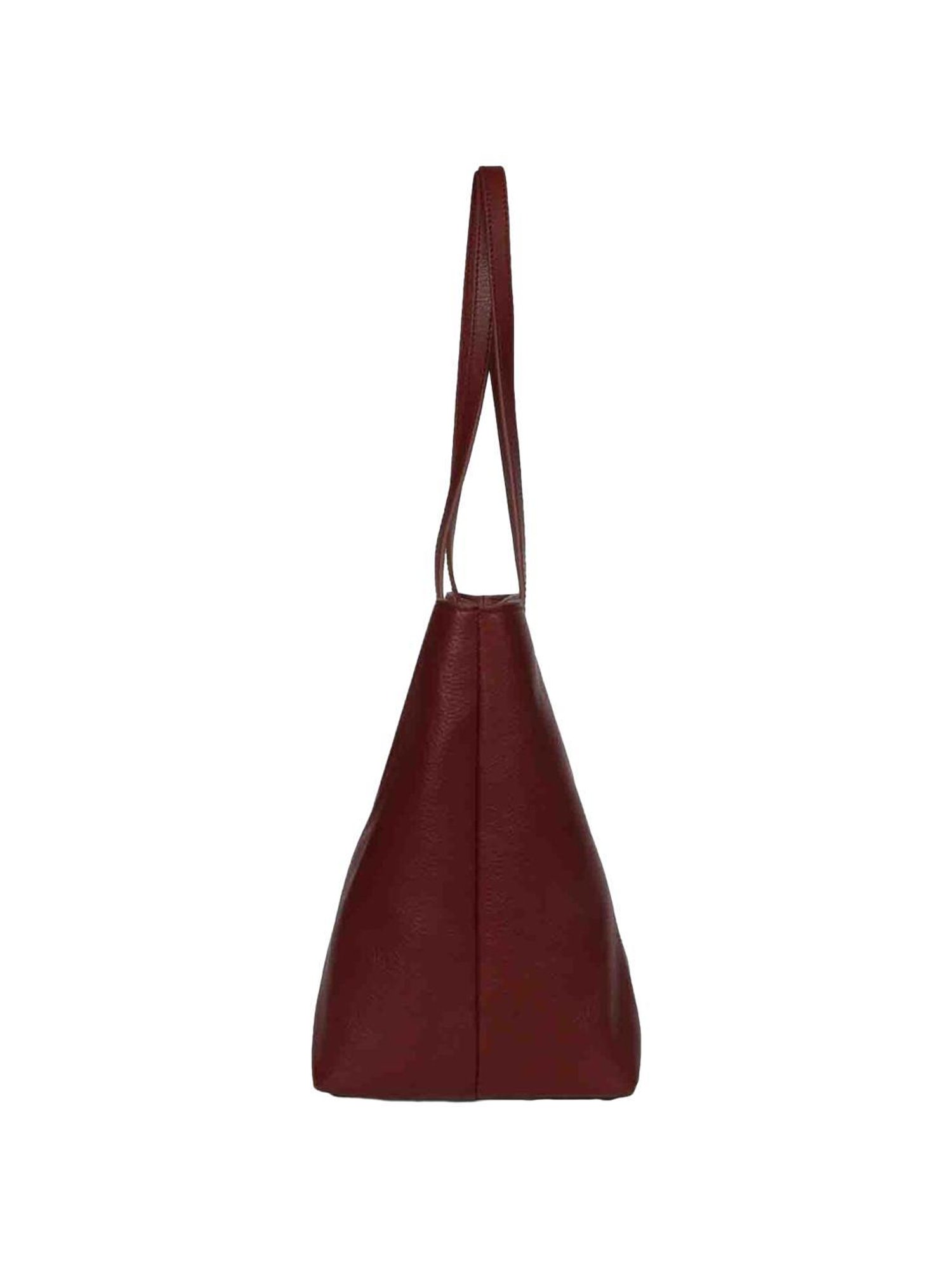 Favore Red Solid Medium Tote Handbag