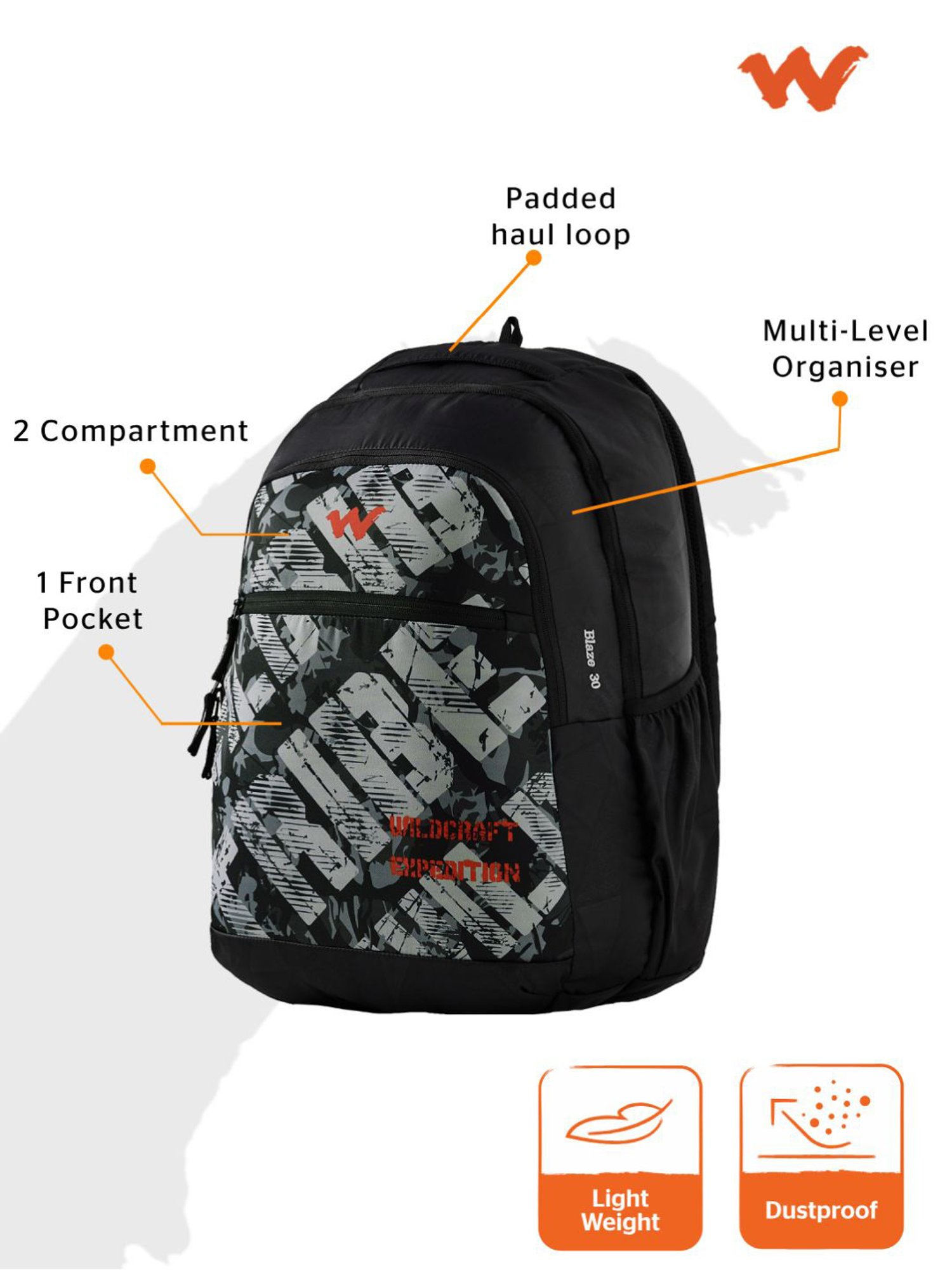 Wildcraft Blaze 30 Black Backpack