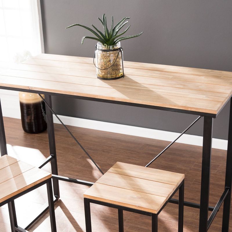 4-Person Rockshire Rectangle Pub Table - Natural and Black - Aiden Lane