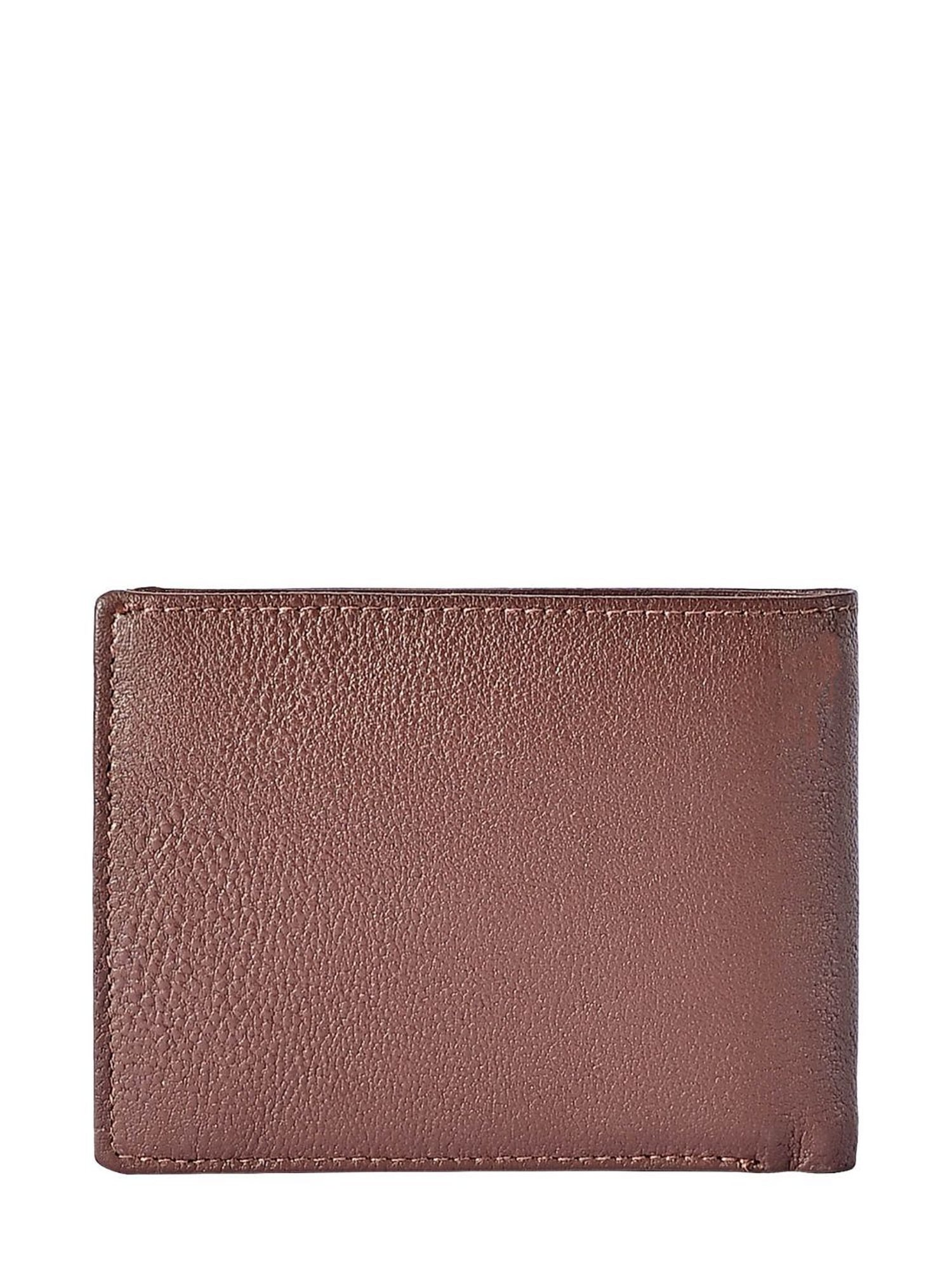Eske Cole Brown Textured Leather Bi-Fold Wallet for Men