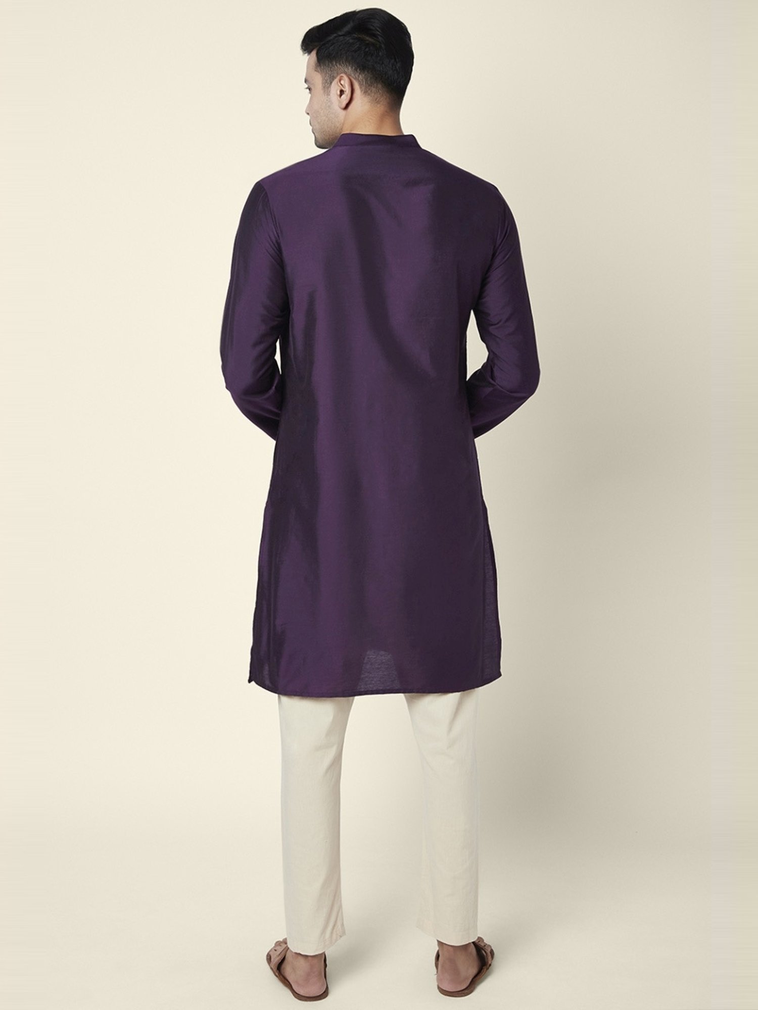Indus Route by Pantaloons Wine Regular Fit Embroidered Kurta