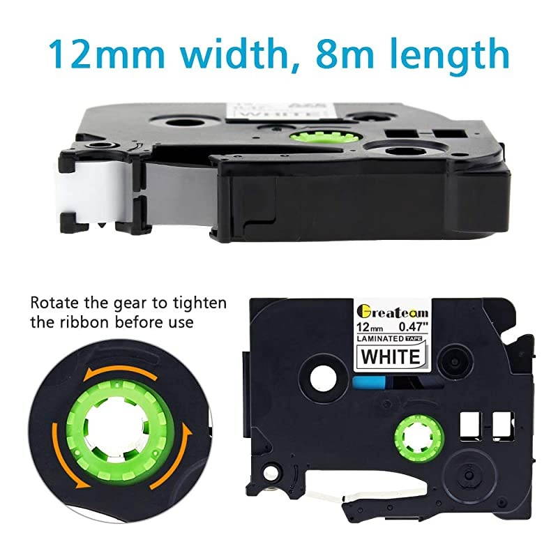 Compatible Label Tape Replacement for Brother PTouch Tape 12mm 047 Inch Laminated White TZe231 TZ231 TZe TZ Tape Work with Brother PT1290 PT1280 PTD600 PTD210 PT1890 3PK