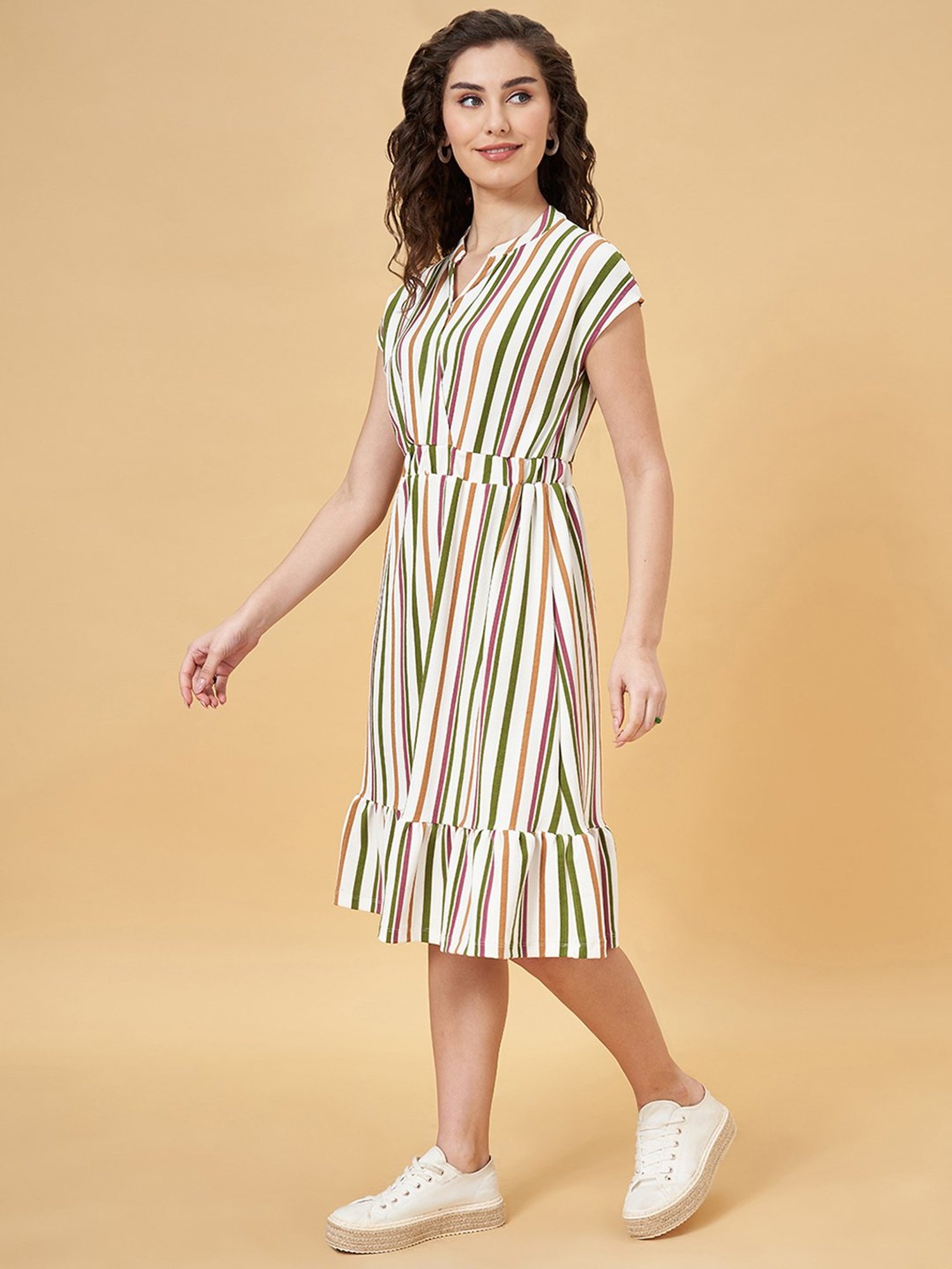 YU by Pantaloons White Printed A-Line Dress