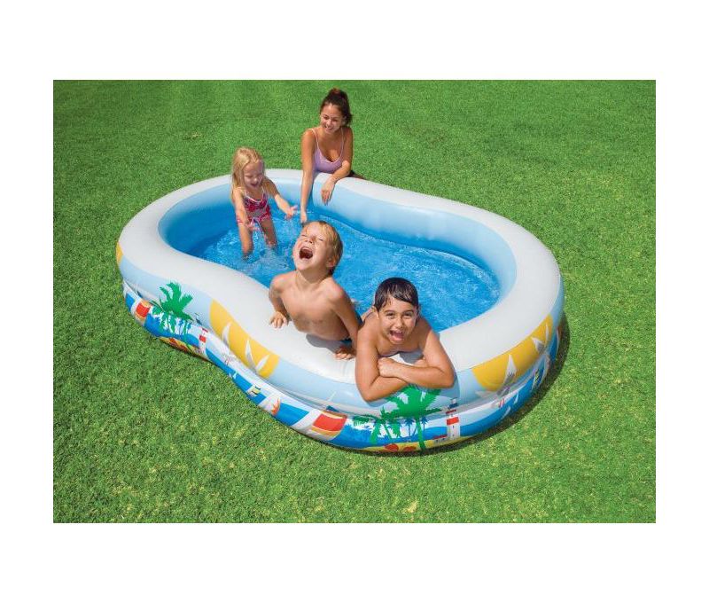 Intex 8.5'x5.25'x18" Seaside Paradise Inflatable Kiddie Pool & Electric Air Pump