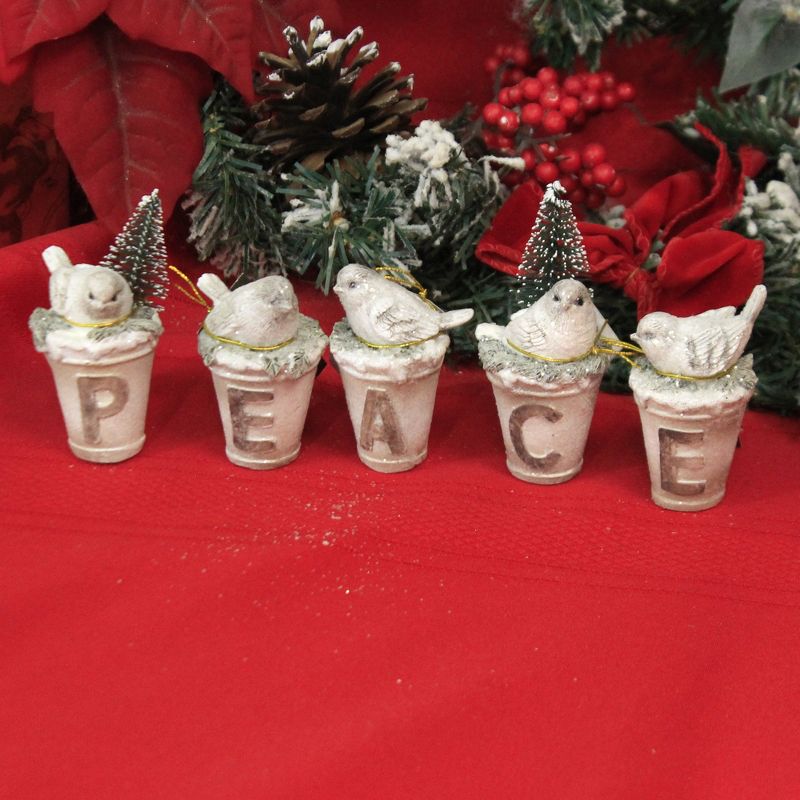 Christmas 3.5" Peace With Birds Bucket Tree  -  Decorative Figurines
