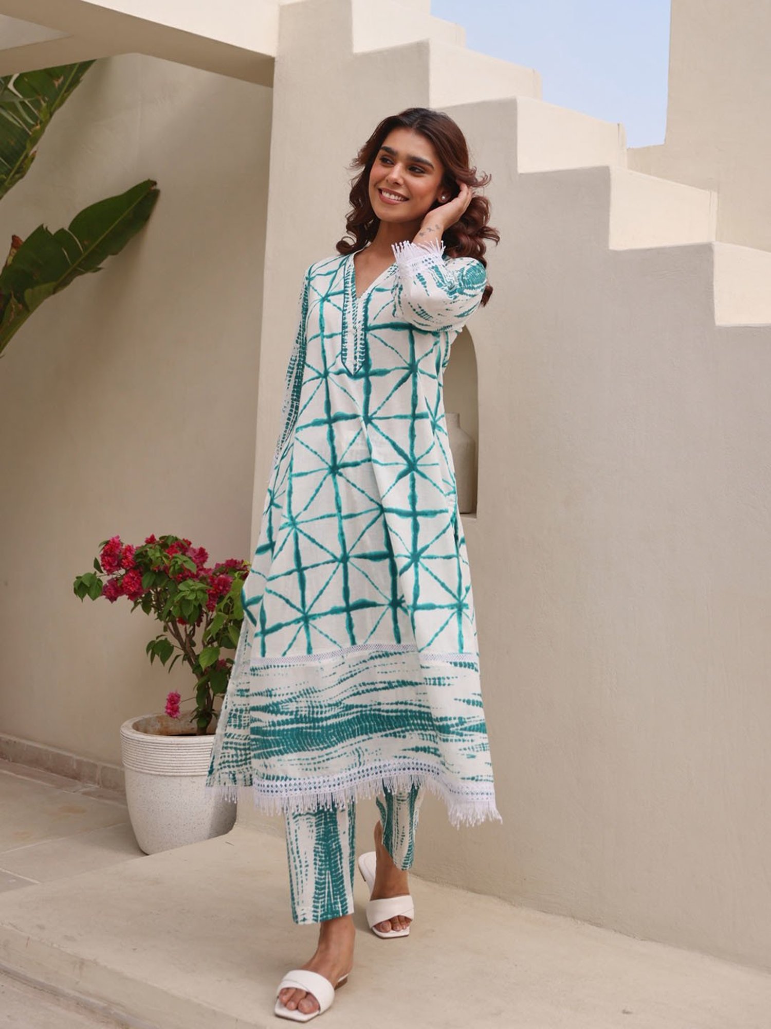 Ekohum Cotton White Kurta With Pants