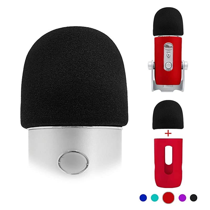 Microphone Windscreen Foam Mic Cover Pop Filter Windshield Protector for Blue Yeti Yeti Pro Condenser Microphones Red