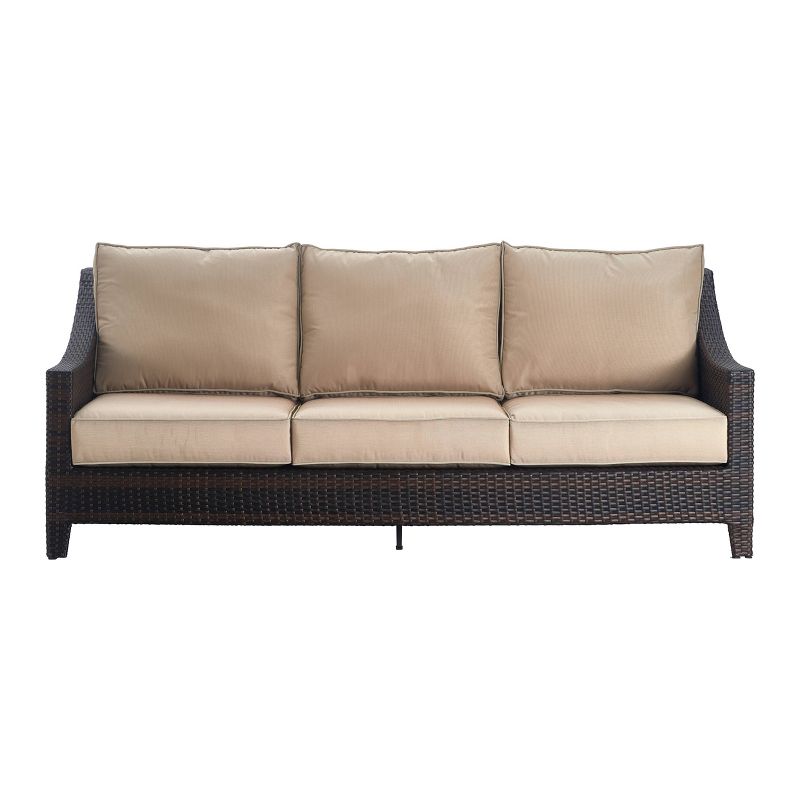 Tahoe Outdoor Three-Seater Sofa - Brown Wicker - Serta