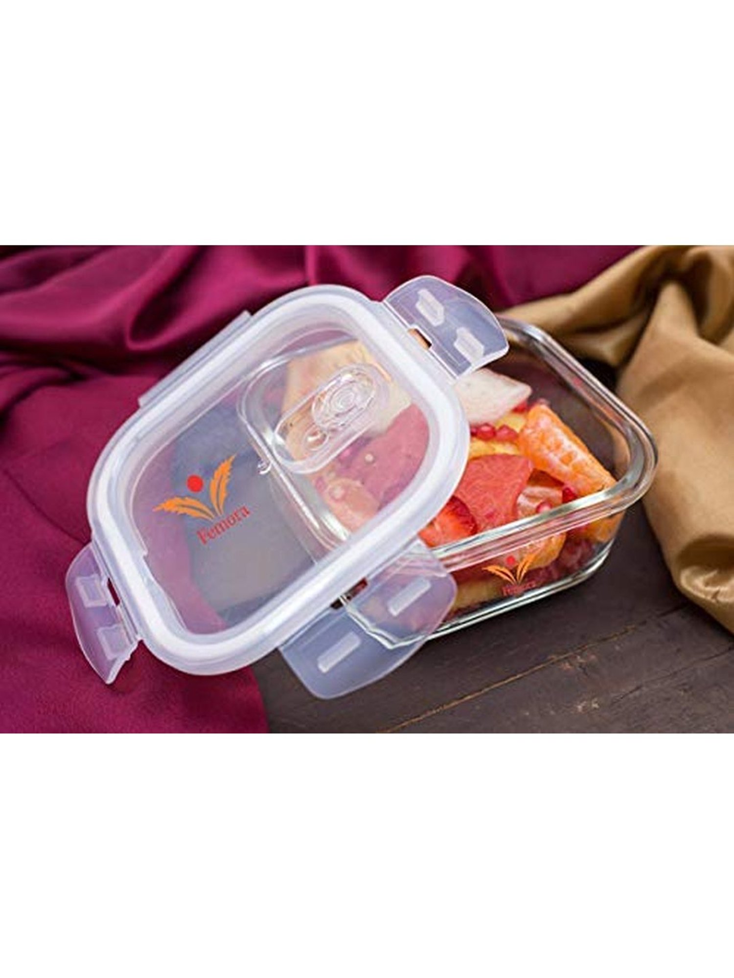 Femora Borosilicate Glass Square Container with Air Vent Lid (800 ml) - Set of 1