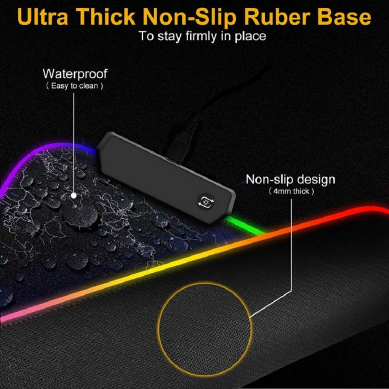 Efinny LED Backlight Gaming Mouse Pad RGB Colorful Computer Mat Large PC Keyboard Mousepad 300*900*4mm