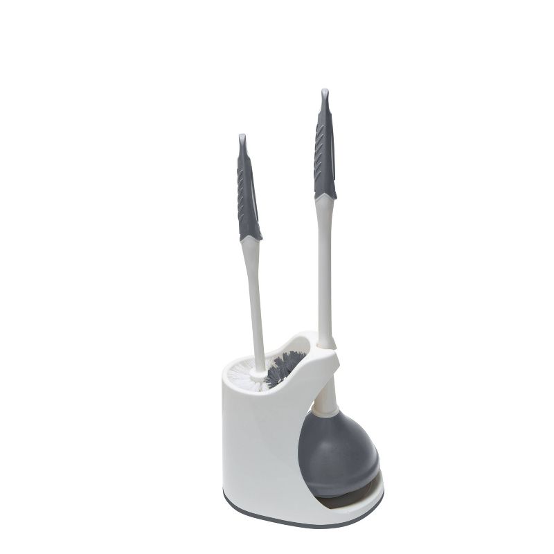 Plunger and Bowl Brush Caddy Set White - Bath Bliss