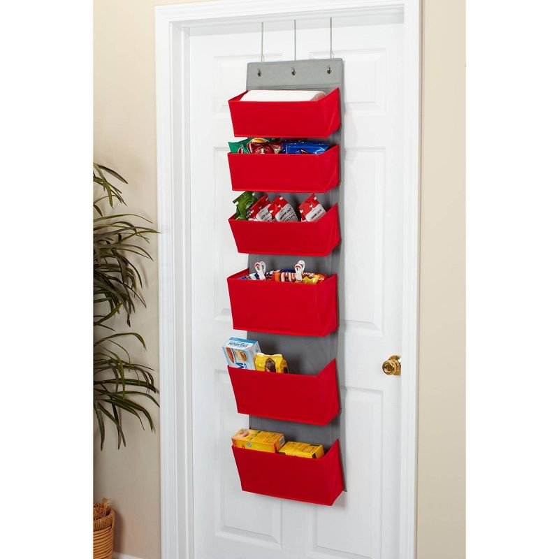 Household Essentials 6 Pocket Over The Door Organizer Red