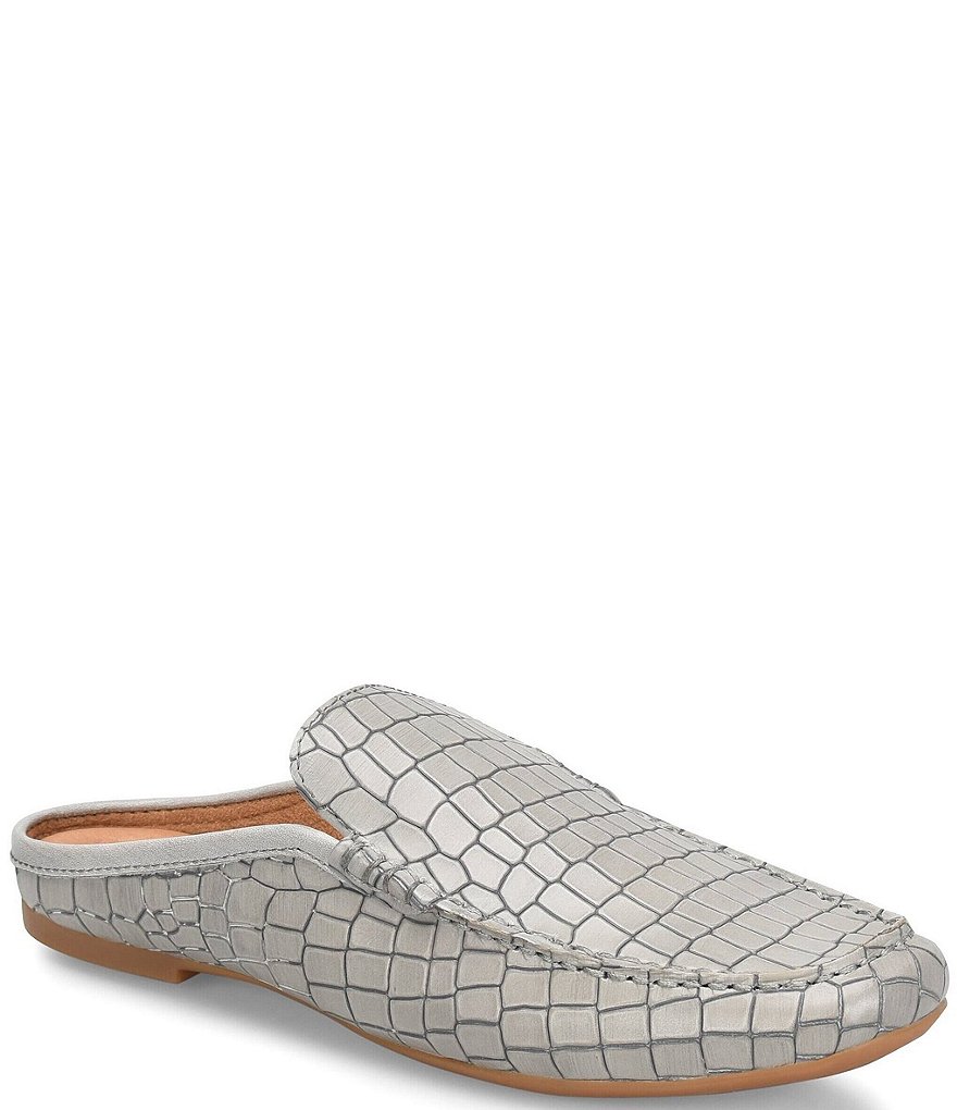 Born Capricorn Embossed Leather Mule Slides