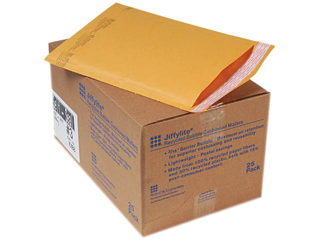 Sealed Air 10188 Jiffylite Self-Seal Mailer, #3, 8 1/2 x 14 1/2, Golden Brown, 25/Carton