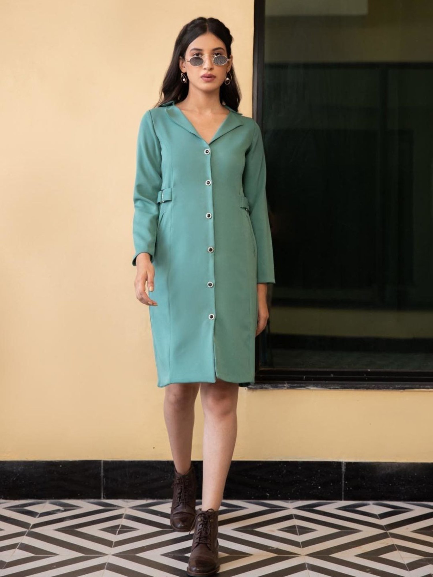BInfinite Sage Green Shirt Dress