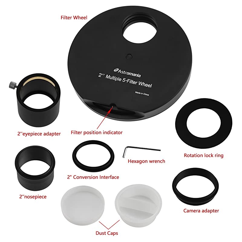 2quot Multiple 5Position Filter Wheel for Telescope Allowing You to Image Without Any Reflections or Stray Light