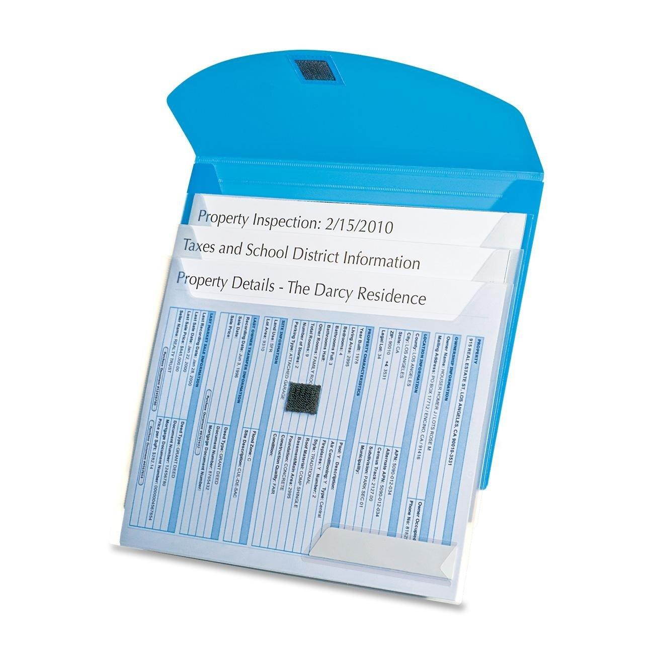 Oxford 4-Pocket Envelope Folder 3-Hole Punched Letter Blue/Translucent 35103EE