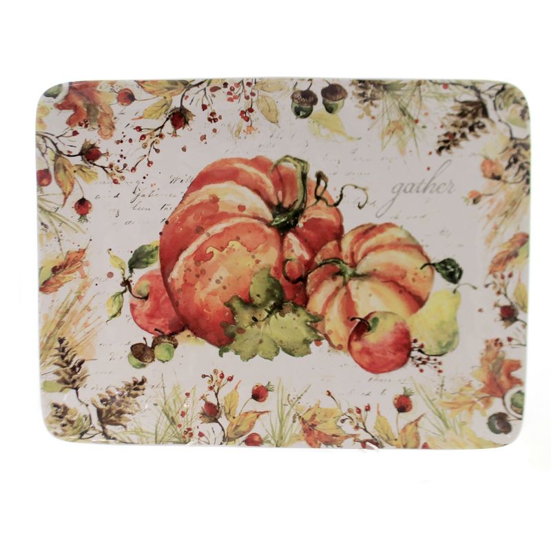 Tabletop 12.0" Harvest Splash Platter Thanksgiving Fall Pumpkins Certified International  -  Serving Platters