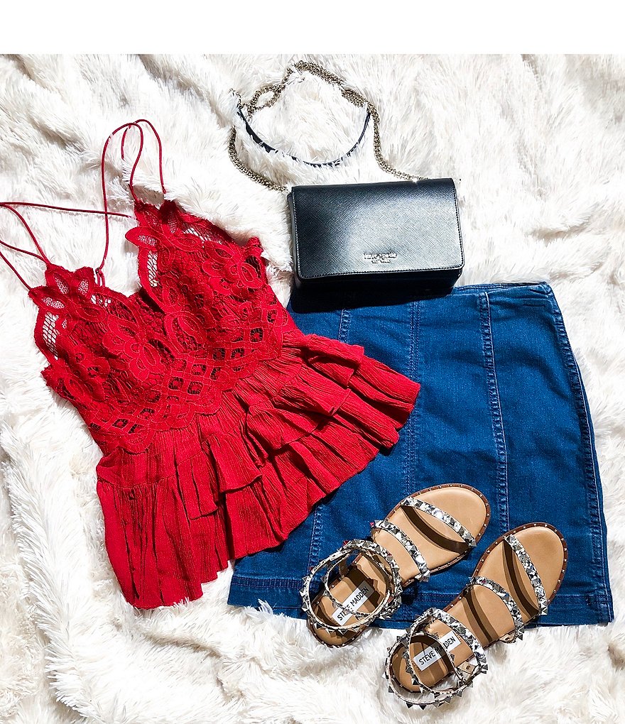 J.McLaughlin Durham Sleeveless Ruffle V-Neck Denim Blouse