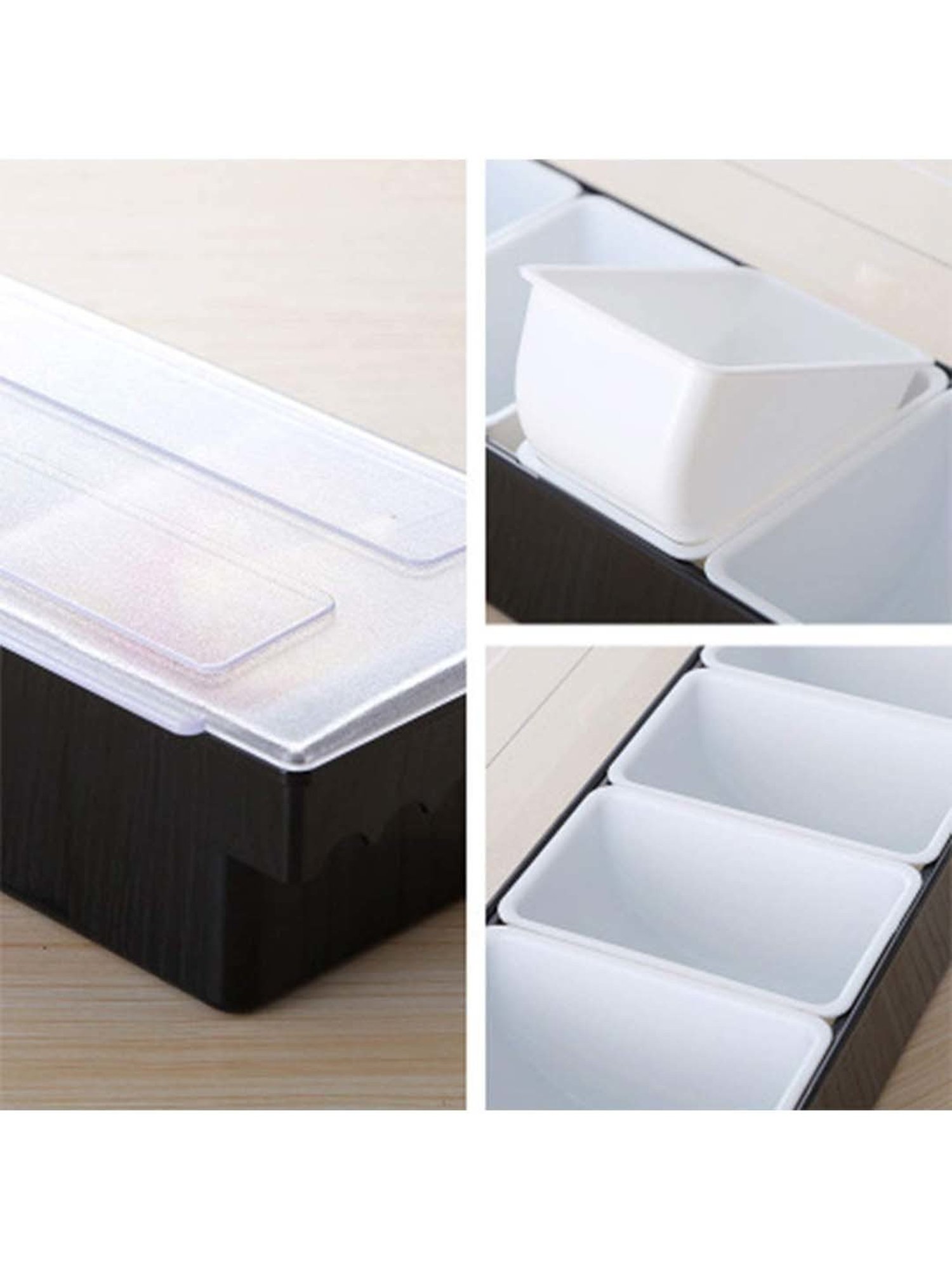 FnS Black Stainless Steel Condiment Tray