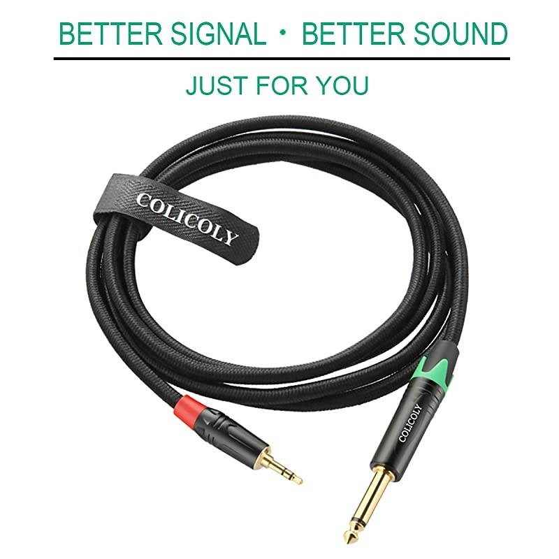14 Mono to 35mm Stereo Cable 14 inch TS Mono to 18 inch TRS Stereo Interconnect Audio Adapter Cord 10ft