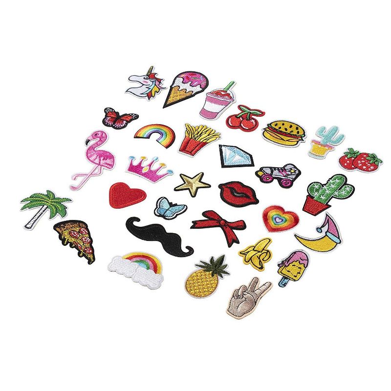Patches - 30-Piece Assorted Applique Patches, Iron on or Sew on Patches, DIY Embroidered Patches, for Hats, Jackets, Shirts, Vests and Jeans Design