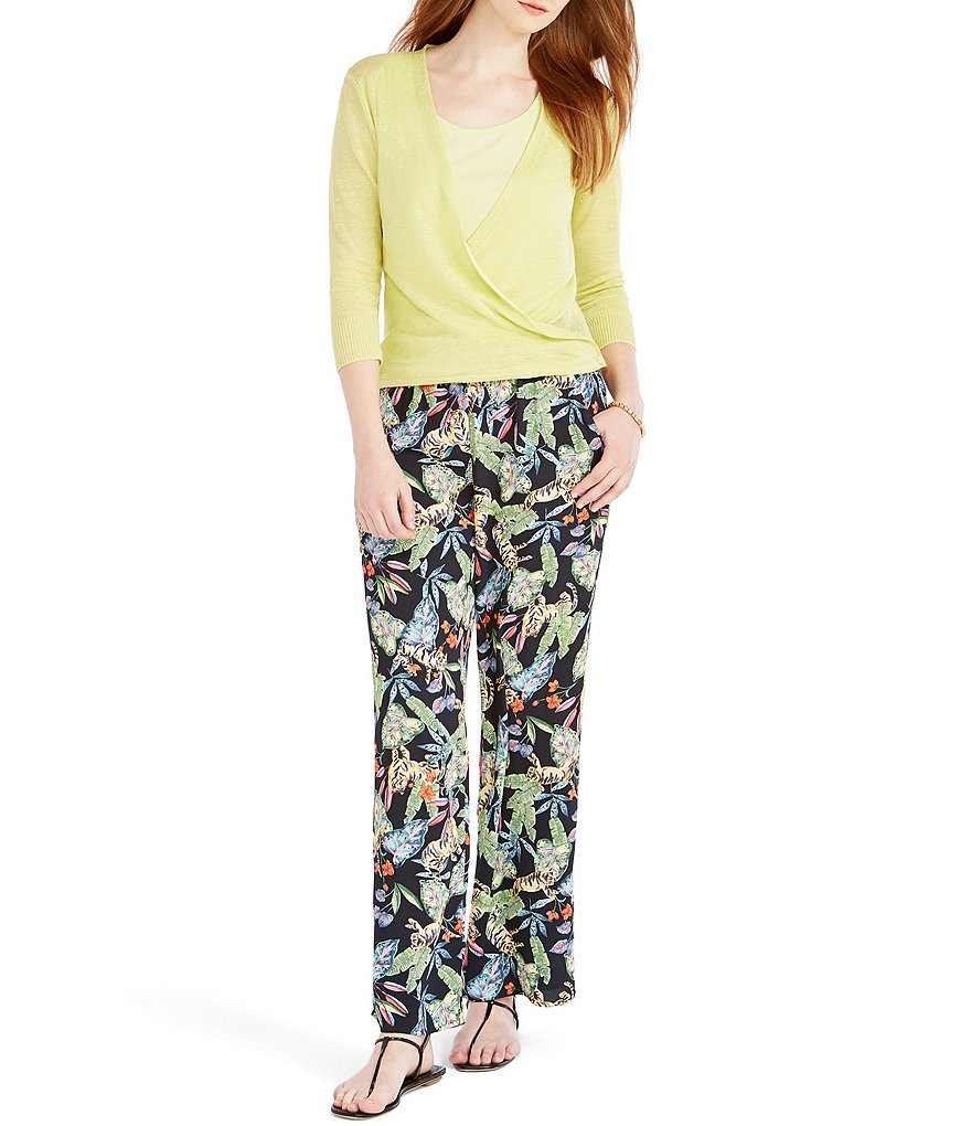 NIC + ZOE 4 Way Linen Blend 3/4 Sleeve Knit Cardigan