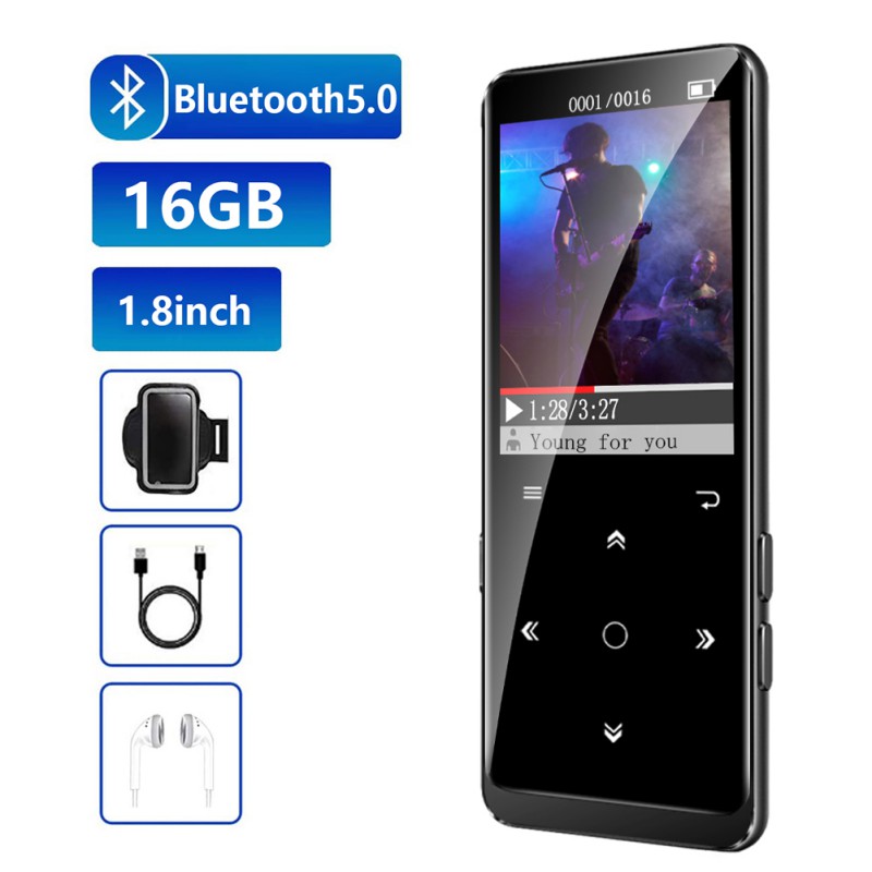 Ochine 16GB MP3 Player, BENJIE M8 MP3 Player With Bluetooth 5.0, Music Player With FM Radio, Recording, 1.8\" Screen, HiFi Lossless Sound, Support Up To 64GB Expansion