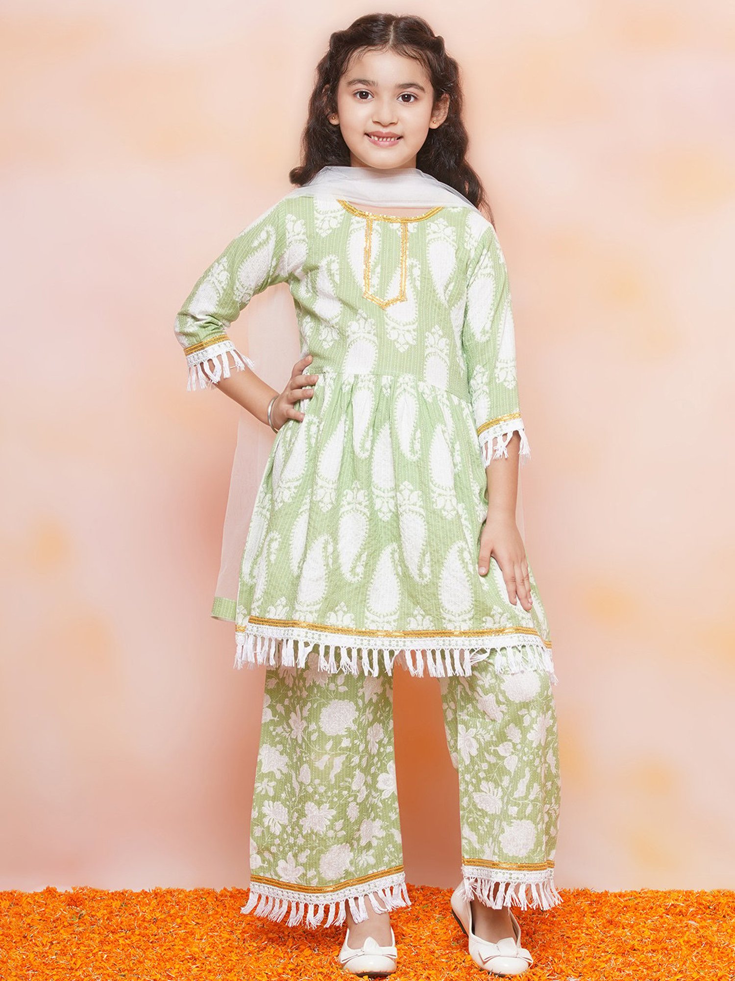VASTRAMAY Kids Blue & White Cotton Over Dyed Kurta Set