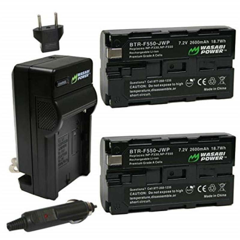 Wasabi Power Battery (2-Pack) and Charger for Sony NP-F330, NP-F530, NP-F550, NP-F570 and CN-160, CN-216, CN126 Series