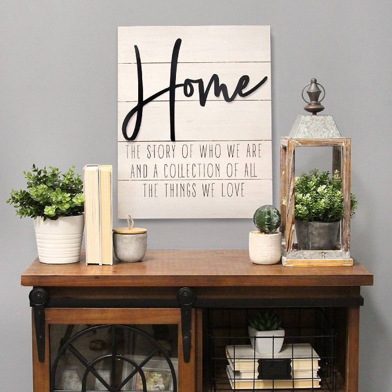 15.75" x 20" "Home" Wall Decor White - Stratton Home Décor