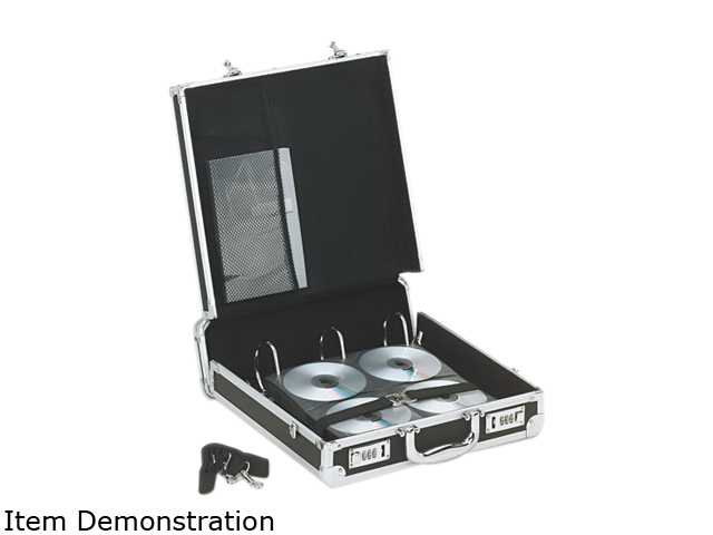 Vaultz Locking Media Binder, Holds 200 Disks, Black
