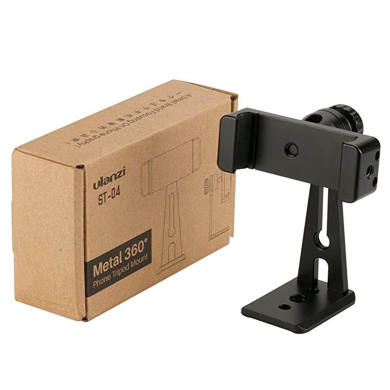 ST-04 Aluminum Smartphone Tripod Mount Adapter Vertical Video Bracket Cell Phone Clip 360 Degree Smartphone Video Tripod Clamp for iPhone Xs Xs Max XR 8 Android Instagram IGTV Livestreaming
