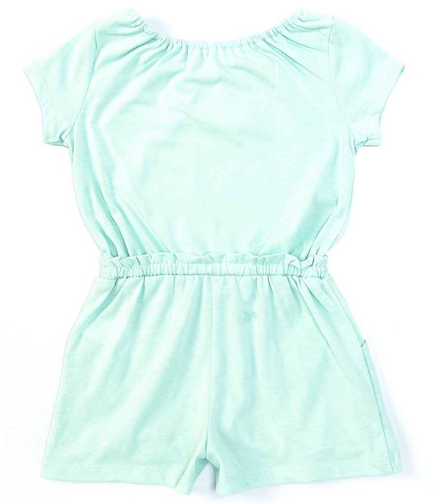 Flapdoodles Little Girls 2T-6X Short-Sleeve Unicorn Paperbag-Waist Romper