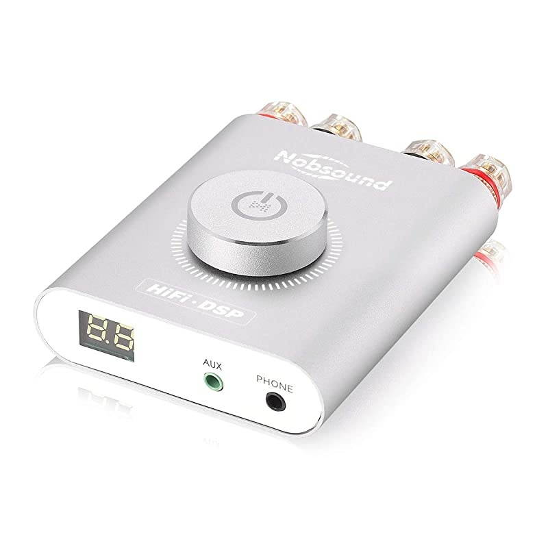 NS-20G 200W Mini Bluetooth 5.0 Power Amplifier 2.0 Channel Wireless Receiver Hi-Fi DSP Stereo Headphone Audio Amp LED Display (Silver)