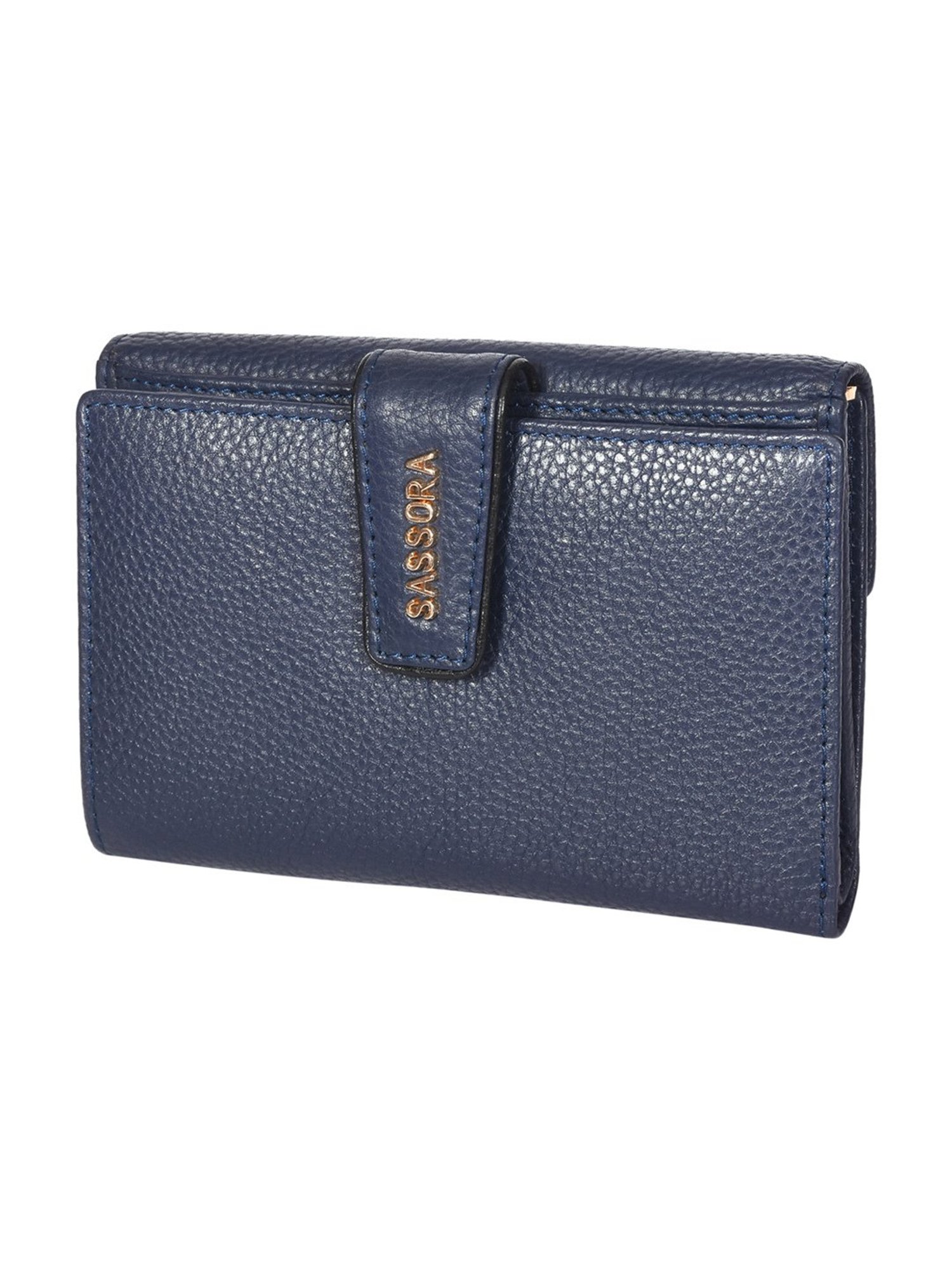Sassora Lyla Navy Blue Medium Leather Wallet for Women