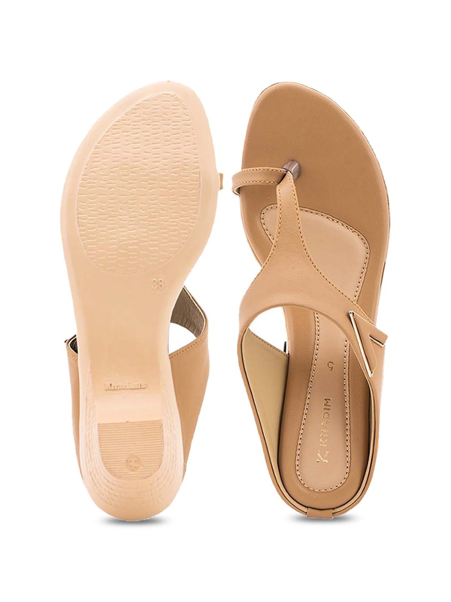 Khadim's Women's Beige Toe Ring Sandals