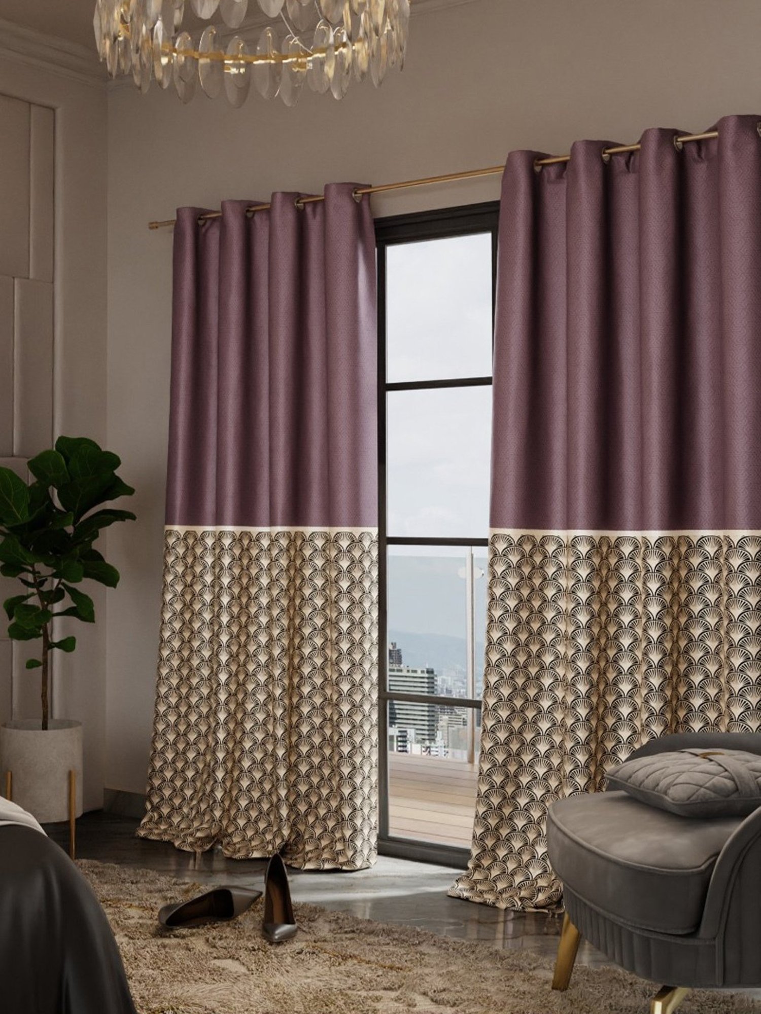 Stoa Paris Versailles Wine Polyester Door Curtain (7 ft)