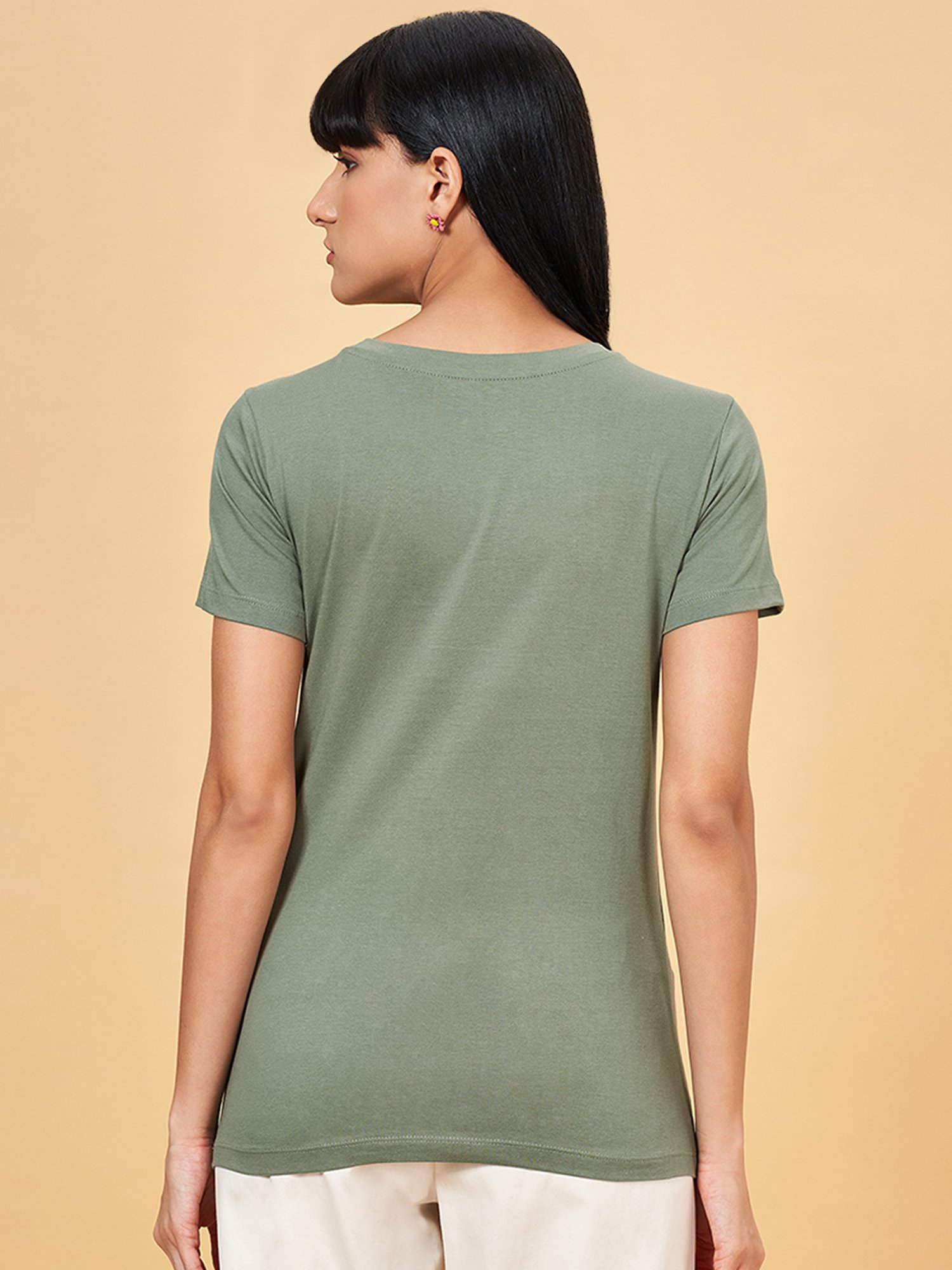 Honey by Pantaloons Green Cotton Printed T-Shirt