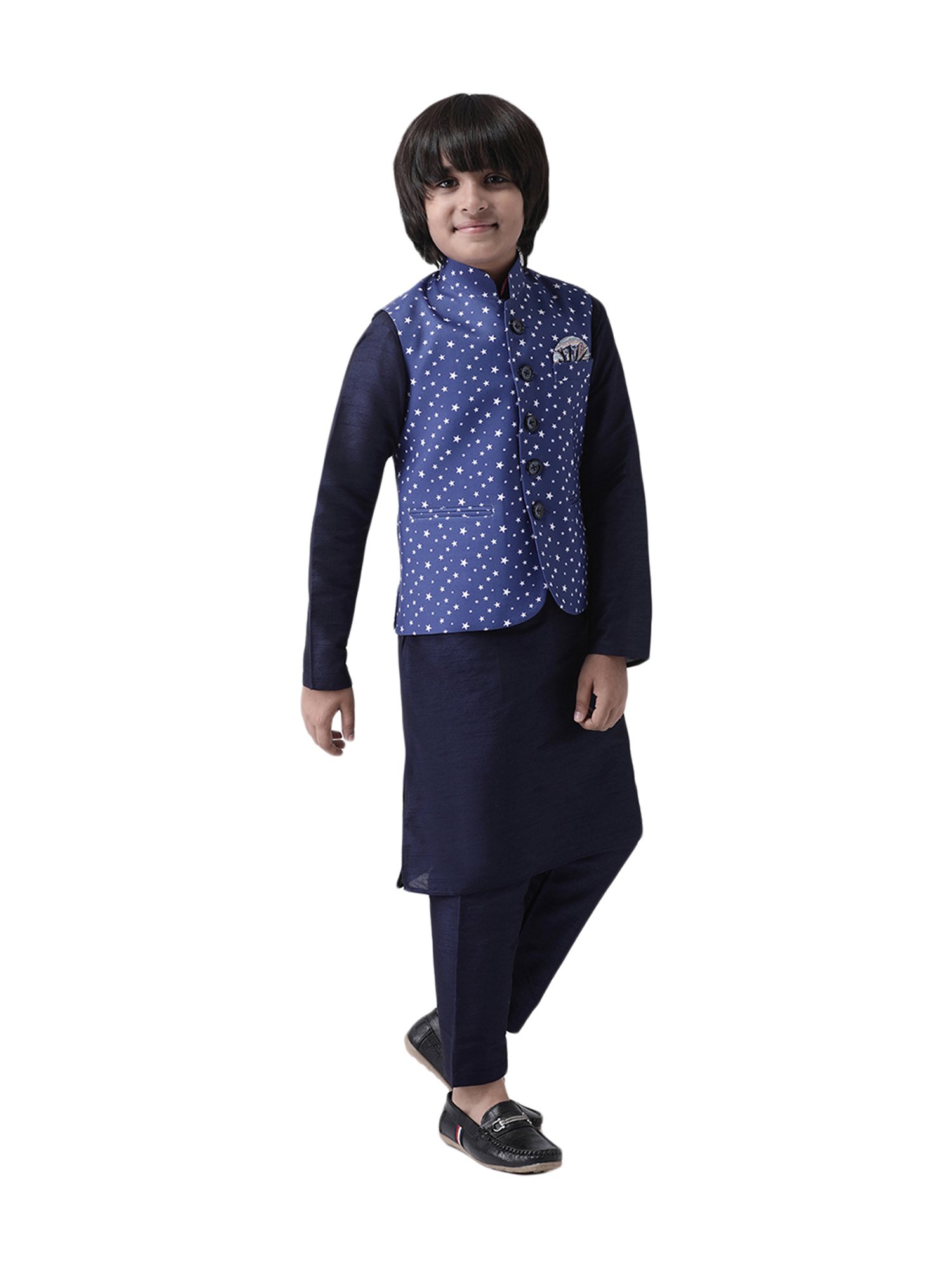 Hangup Kids Navy Printed Waistcoat
