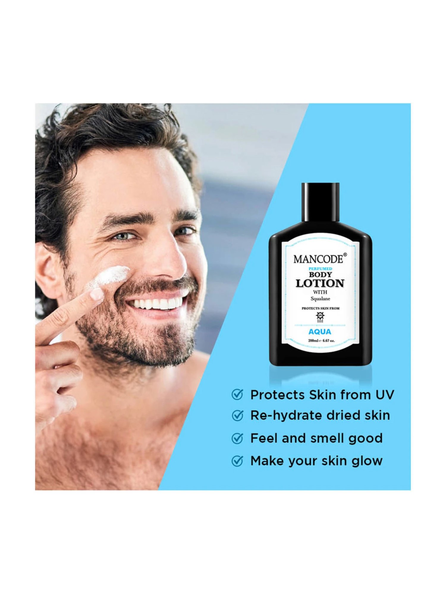 Mancode Aqua Perfumed Body Lotion with Squalane - 200 ml