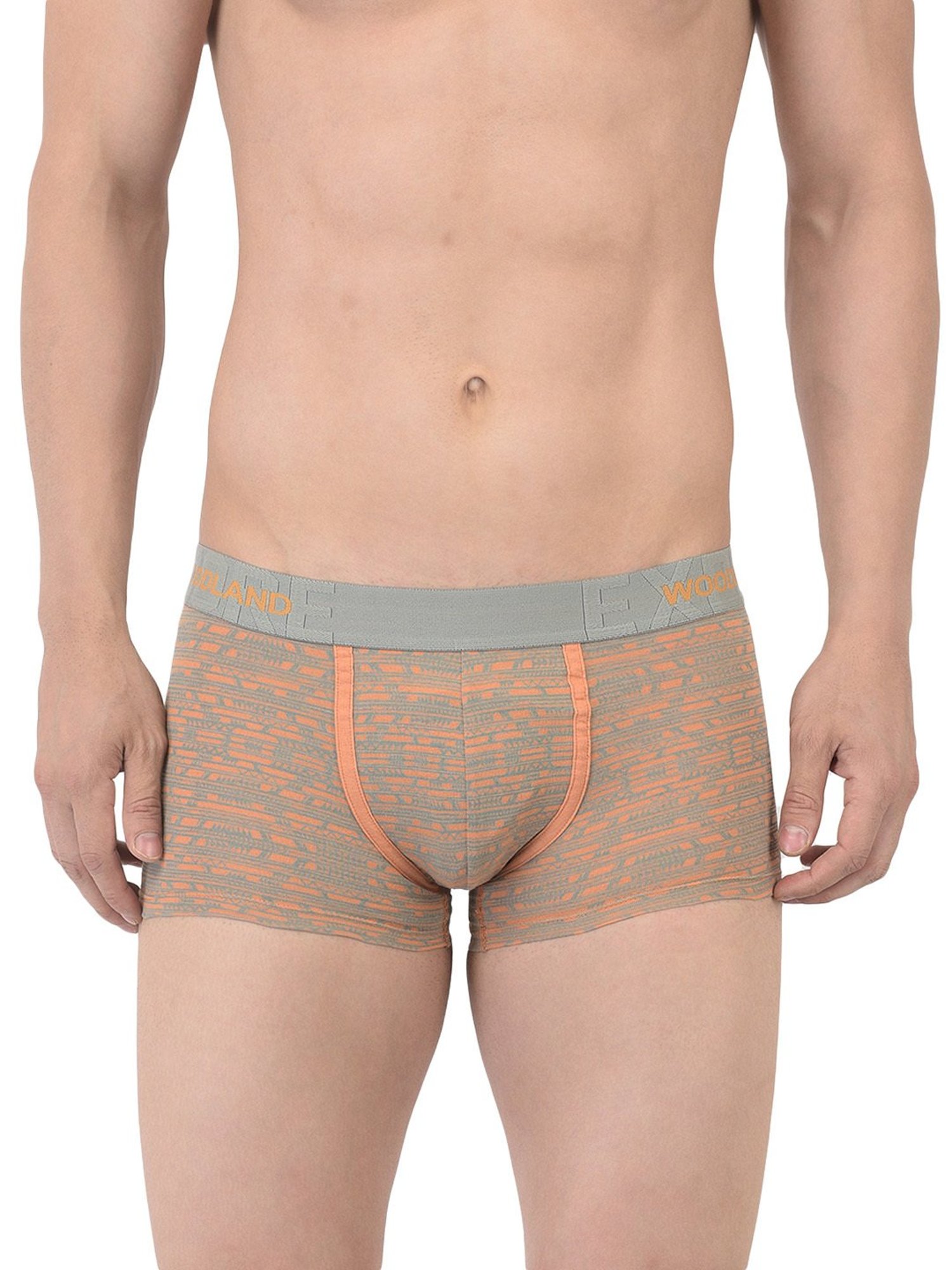 Woodland Light Grey & Orange Printed Trunks