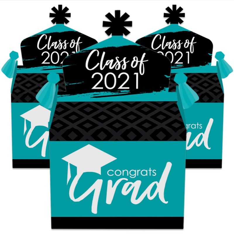 Big Dot of Happiness Teal Grad - Best is Yet to Come - Treat Box Party Favors - 2021 Turquoise Graduation Party Goodie Gable Boxes - Set of 12