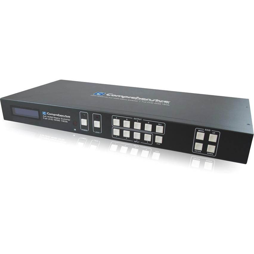 Comprehensive Pro AV/IT 4K 4x4 HDMI Matrix, 18Gbps (YUV:444), HDCP 2.2 - 4096 x 2160 - 4K - 4 x 4 - 4 x HDMI Out