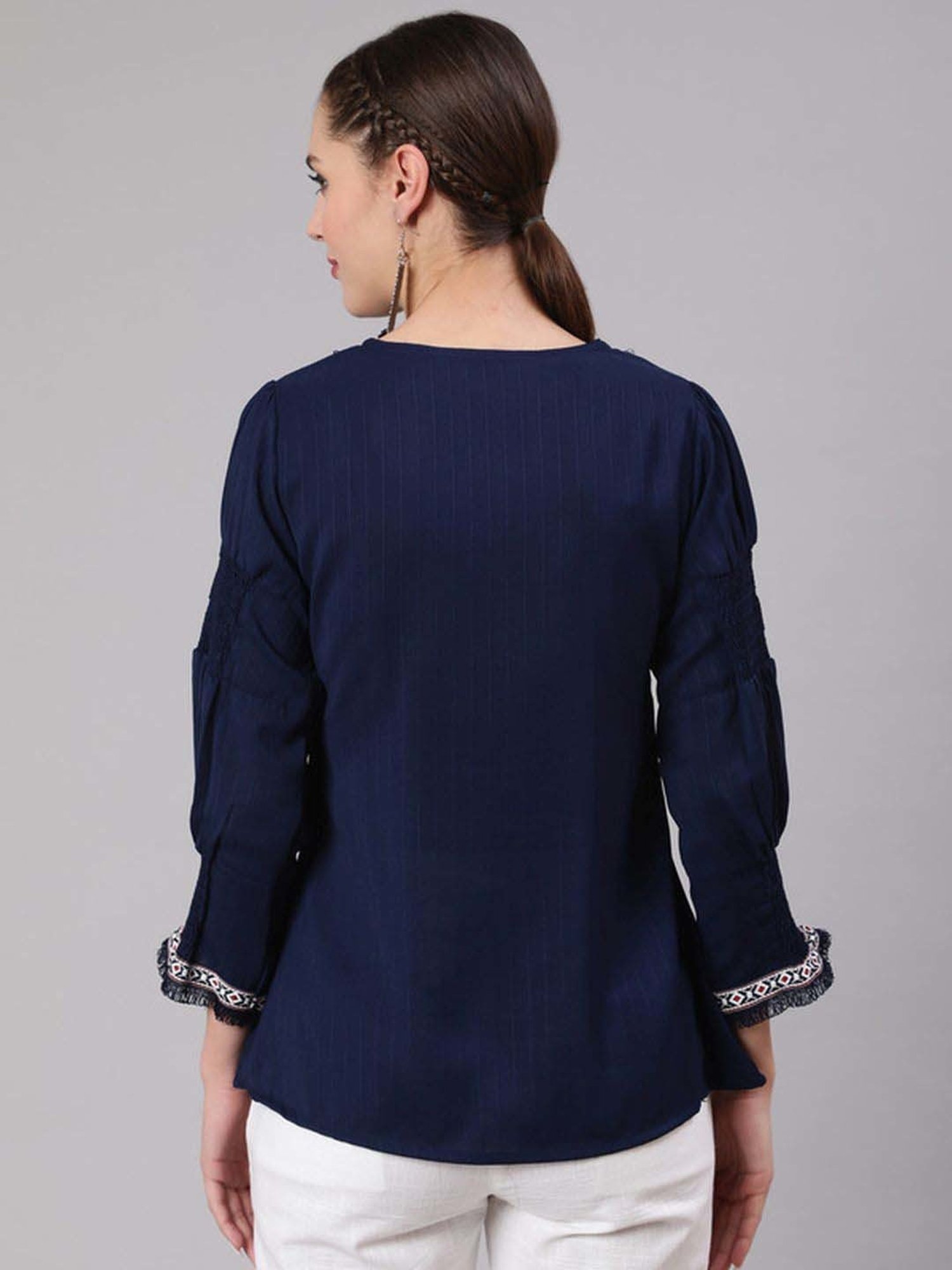 Jaipur Kurti Blue Embroidered Tunic